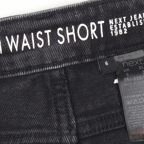 Next Women's Black Cut-Off Denim High Waist Shorts Size 6