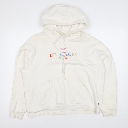 Levi's Women's White Pullover Hoodie - Size S, Logo Design