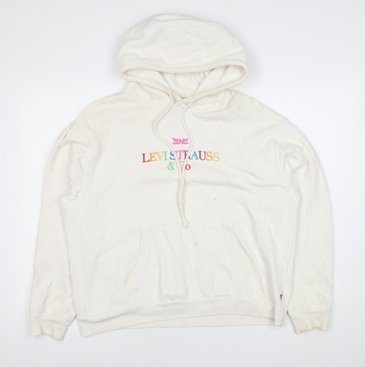 Levi's Women's White Pullover Hoodie - Size S, Logo Design