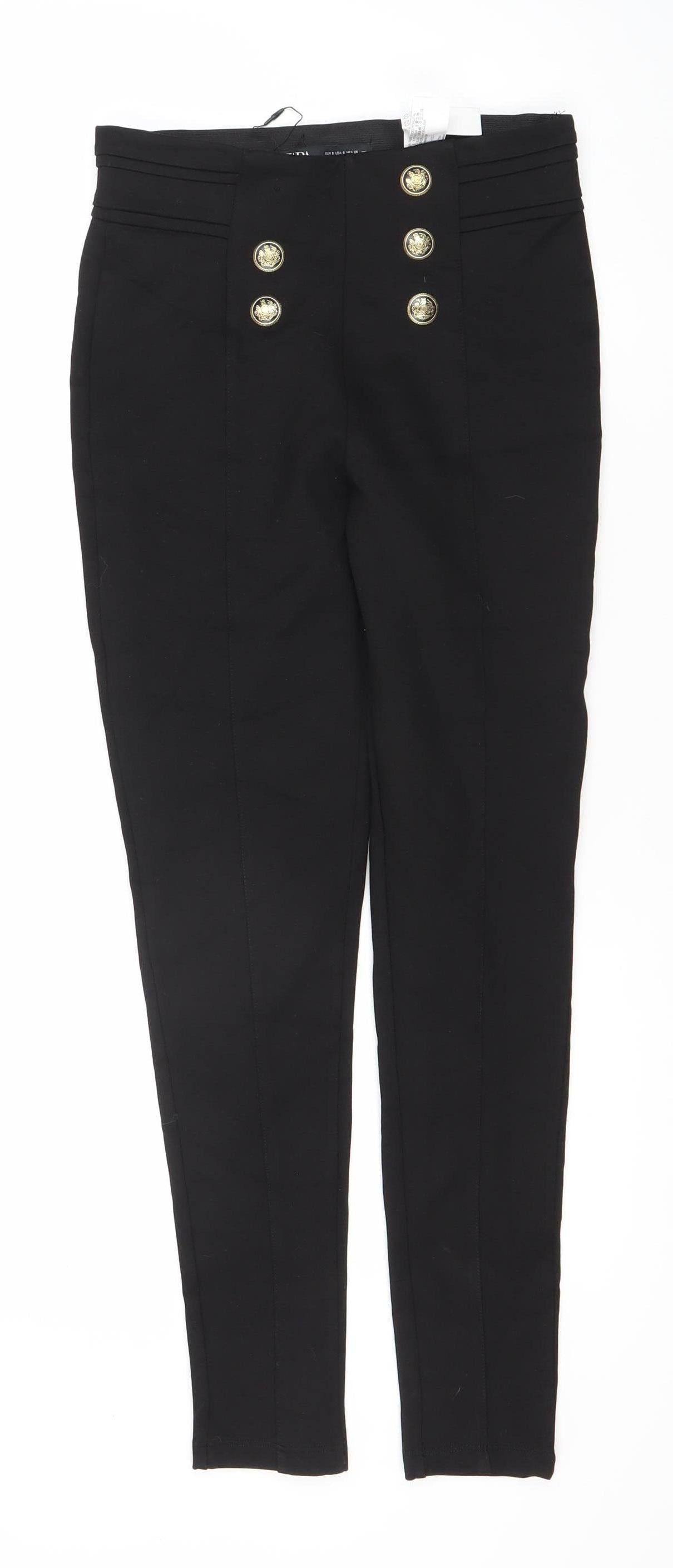 Zara Women's Black Leggings S - Button Accents