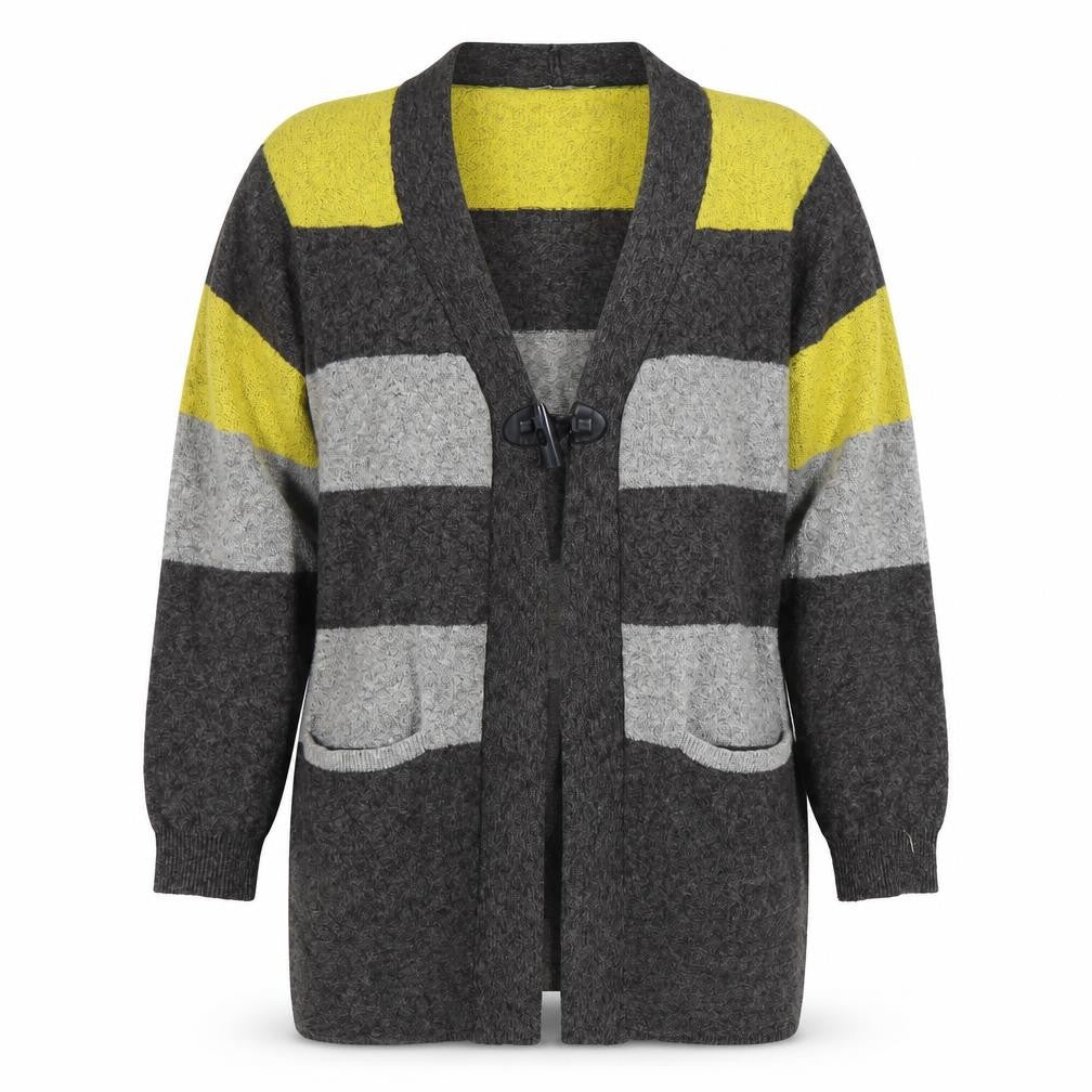 Front view of Yara Trail Women's Multicoloured Striped Cardigan, M