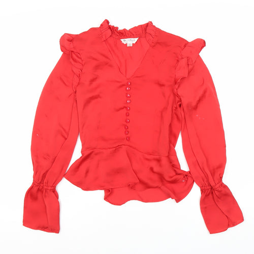 Jessica Simpson Women's Red Ruffle Blouse Size 4
