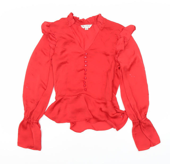 Jessica Simpson Women's Red Ruffle Blouse Size 4