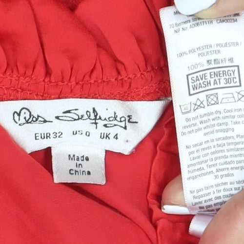 Jessica Simpson Women's Red Ruffle Blouse Size 4