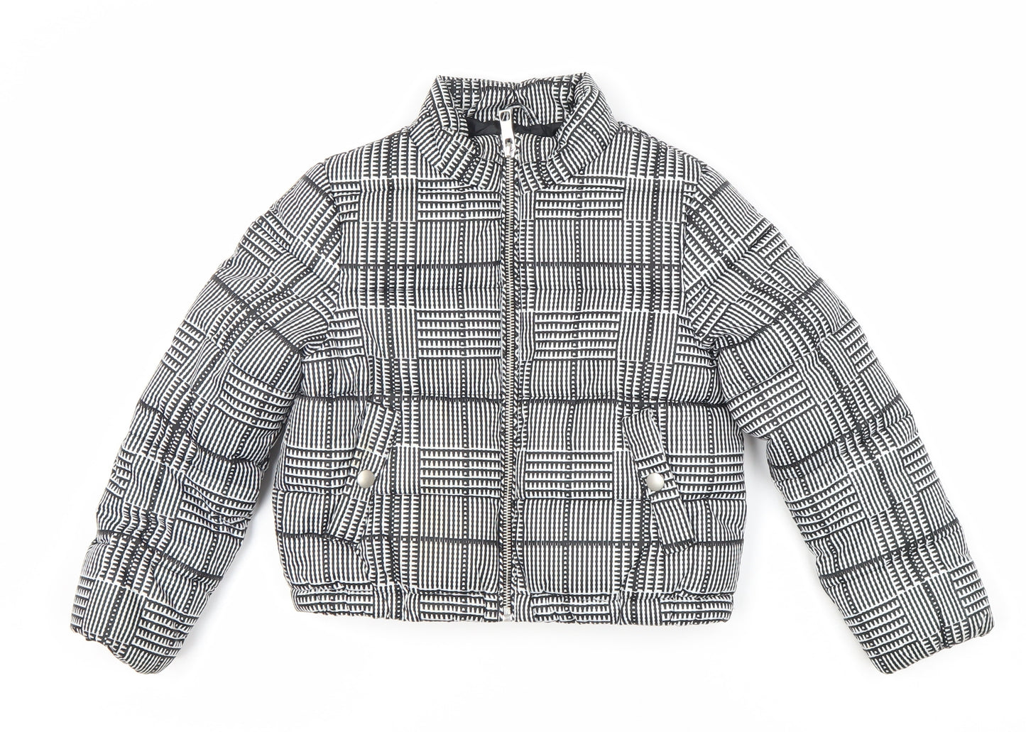 Marks and Spencer Girls Black Check Puffer Jacket 7 Years