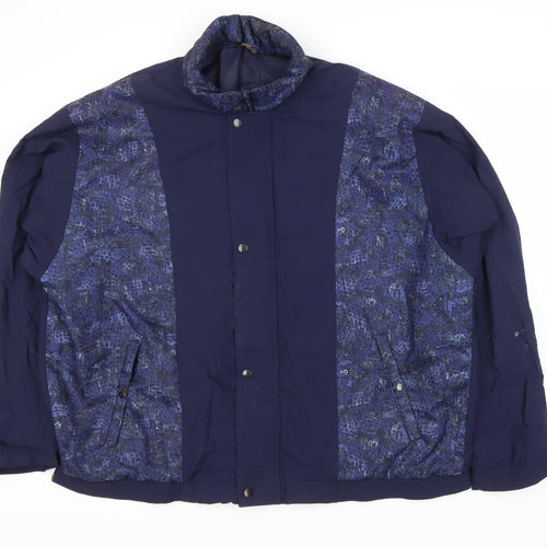 Men's Blue Geometric S Jacket, Windproof, Casual Style