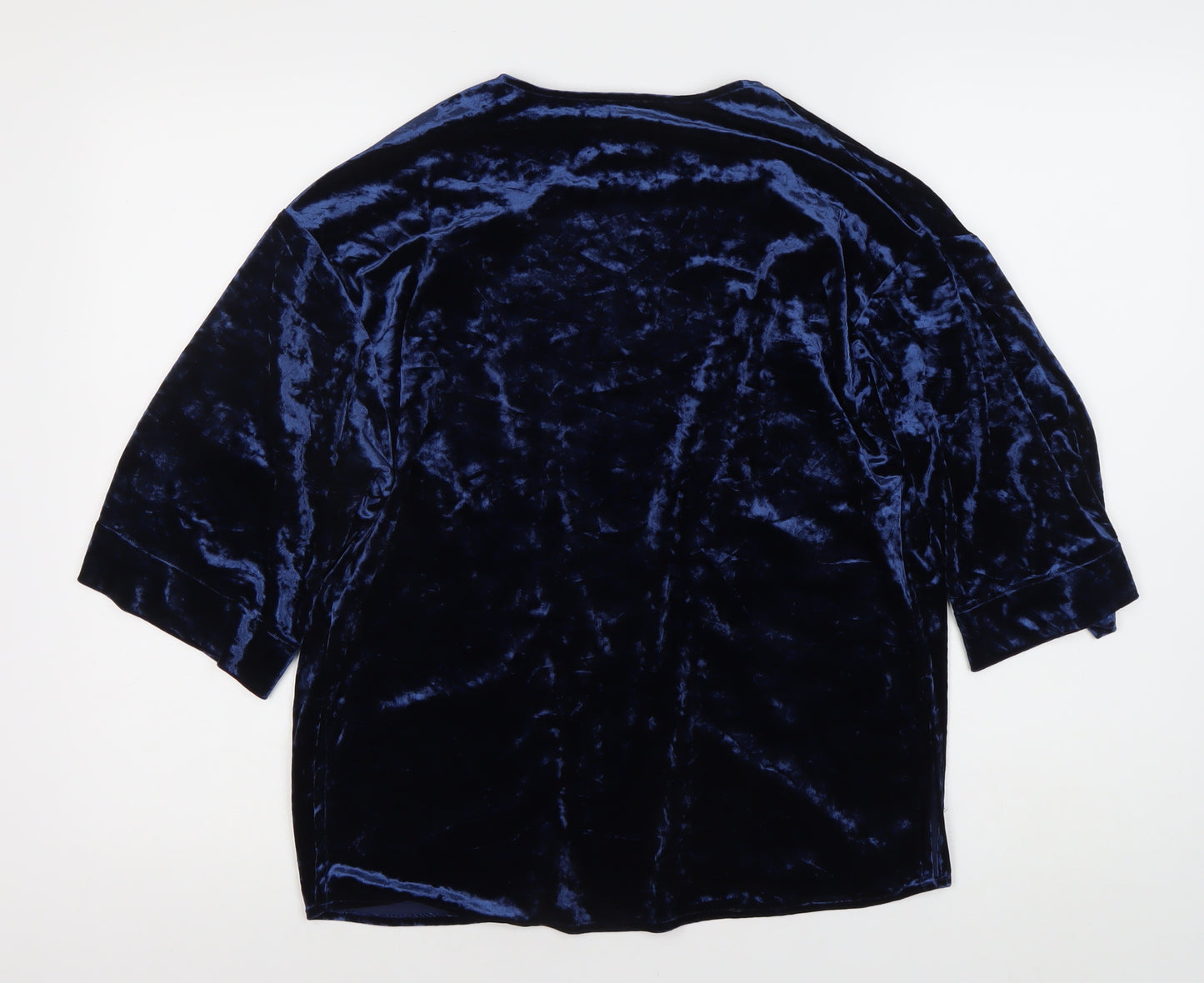 River Island Women's Blue Velvet Open Front Cardigan S