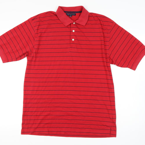 Tommy Hilfiger Men's Red Striped Polo Shirt L