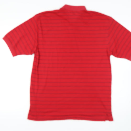 Tommy Hilfiger Men's Red Striped Polo Shirt L