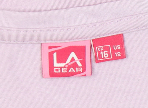 LA Gear Women's Pink V-Neck T-Shirt Size 16