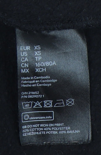 H&M Unisex Black XS Pullover Sweatshirt with Logo