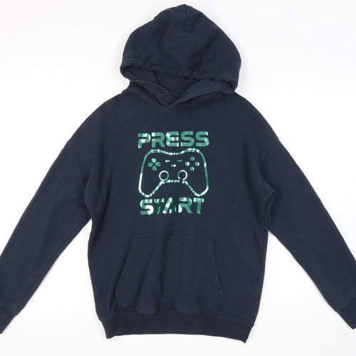 H&M Unisex Kids Blue Hoodie Size 12-13Y Gaming Theme