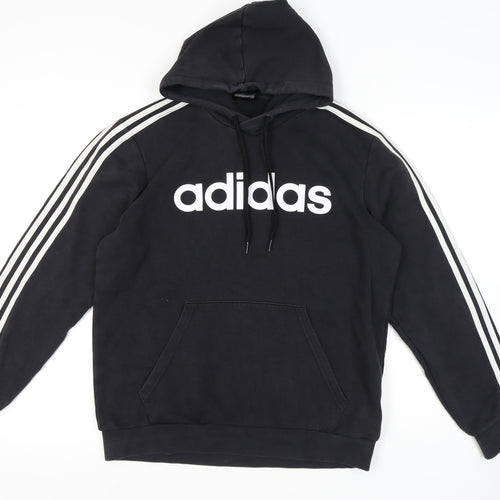 Adidas Black Unisex Pullover Hoodie, Size L, Cotton Blend