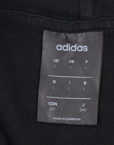 Adidas Black Unisex Pullover Hoodie, Size L, Cotton Blend
