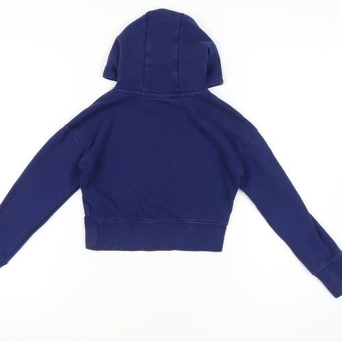 Nike Girls Blue Pullover Hoodie, S, Cotton Blend, Logo Accent