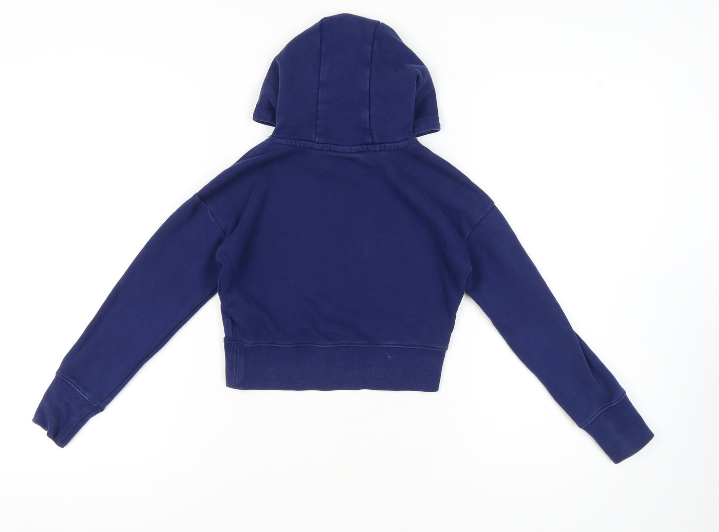 Nike Girls Blue Pullover Hoodie, S, Cotton Blend, Logo Accent
