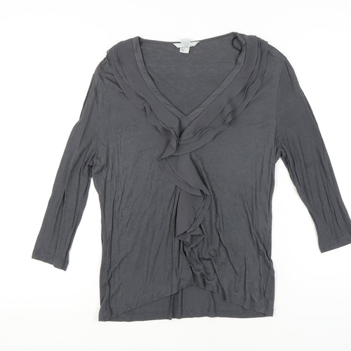 H&M Women’s Grey Top, Size 12, 3/4 Sleeve, V-Neck
