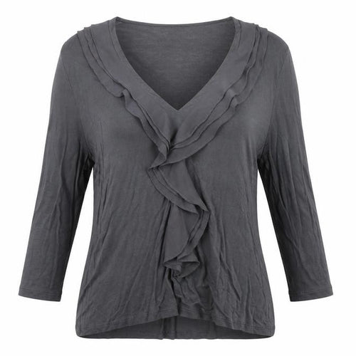 H&M Women’s Grey Top, Size 12, 3/4 Sleeve, V-Neck