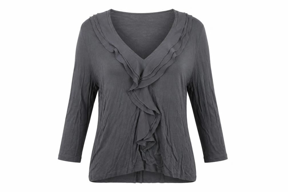 H&M Women’s Grey Top, Size 12, 3/4 Sleeve, V-Neck
