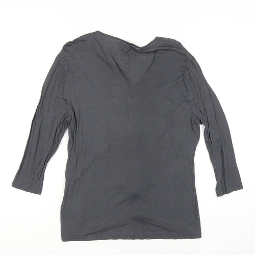 H&M Women’s Grey Top, Size 12, 3/4 Sleeve, V-Neck