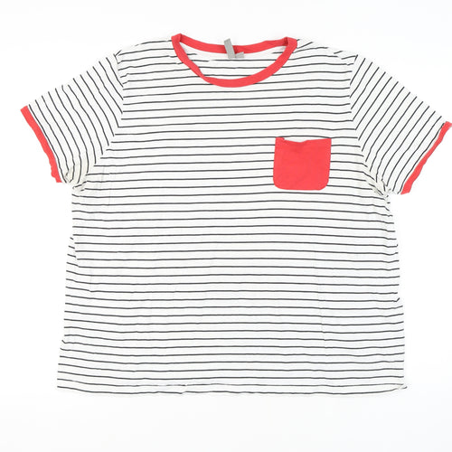 ASOS Women's White Striped Ringer T-Shirt Size 20
