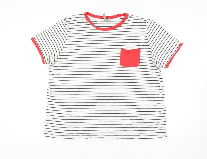 ASOS Women's White Striped Ringer T-Shirt Size 20