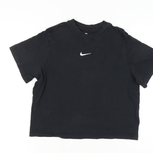 Nike Girls Black XL T-Shirt, Relaxed Fit, 100% Cotton