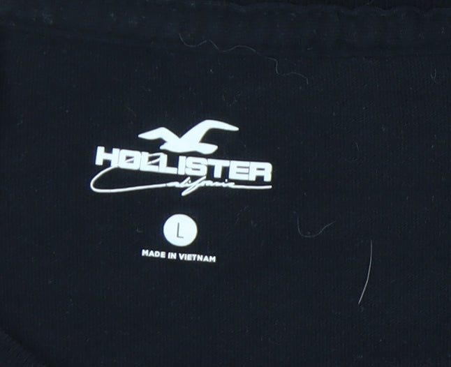 Hollister Men’s Black Logo T-Shirt L Regular Cotton