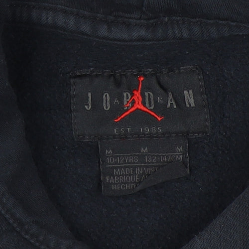 Jordan Boys Black Hoodie, Size M, Cotton Blend
