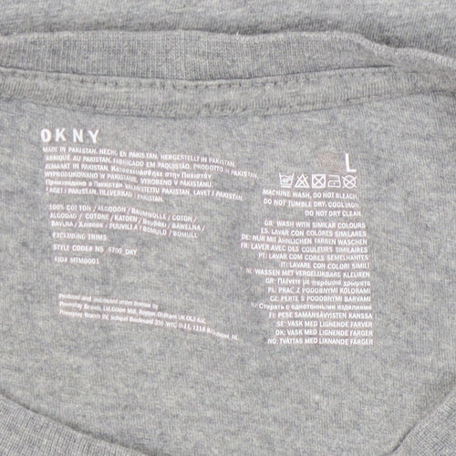 DKNY Men's Grey Large Cotton Crew Neck T-Shirt
