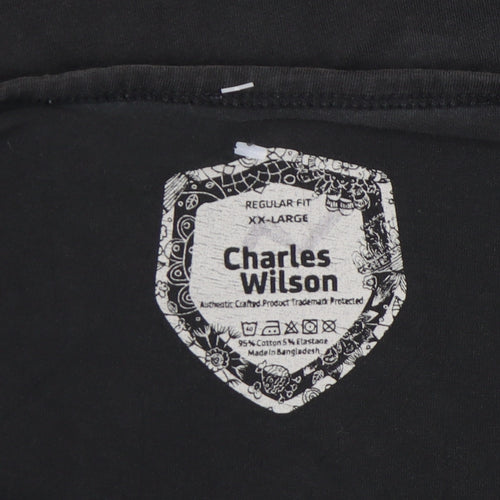 Charles Wilson Men's Black Regular Fit T-Shirt 2XL