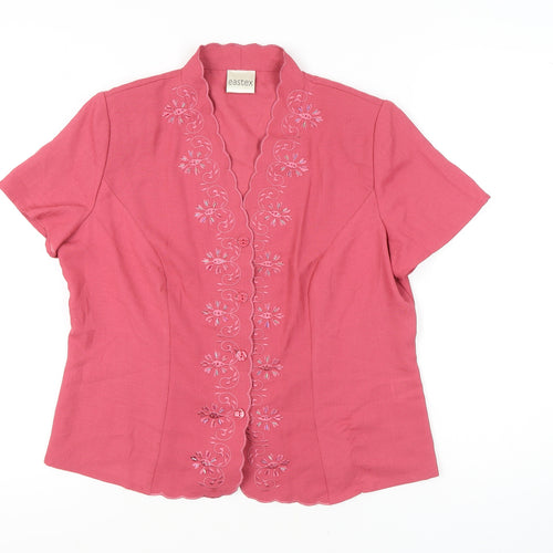 Eastex Women's Pink Embroidered Blouse, Size 12