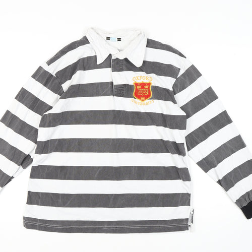 Oxford Men's Black & White Striped Polo Shirt L