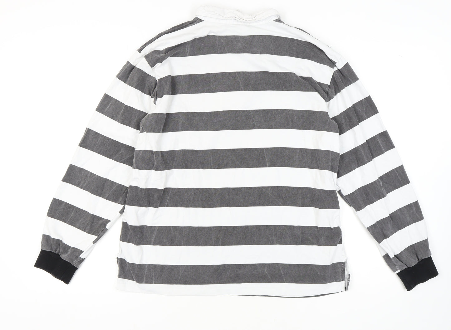 Oxford Men's Black & White Striped Polo Shirt L