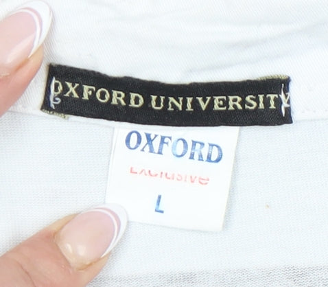 Oxford Men's Black & White Striped Polo Shirt L