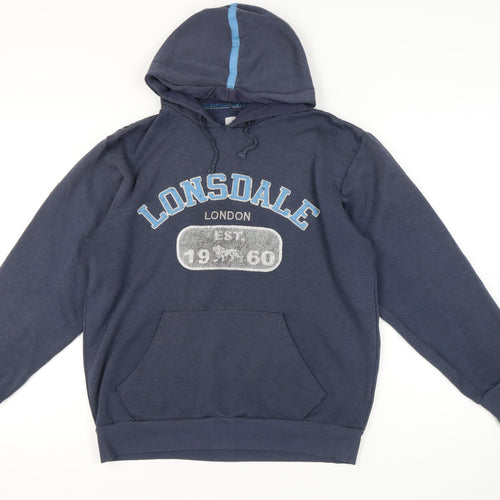 Lonsdale Men's Blue Pullover Hoodie S
