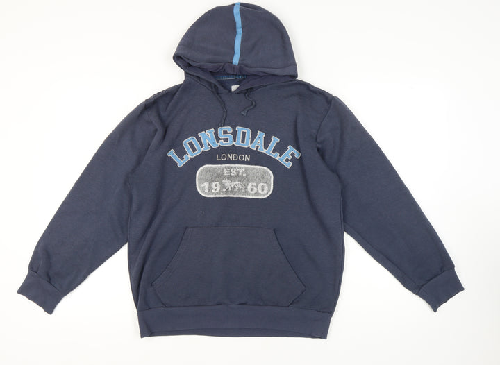 Lonsdale Men's Blue Pullover Hoodie S