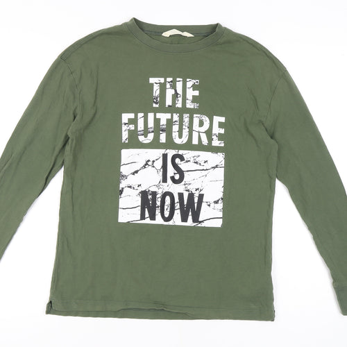 H&M Boys Green Long Sleeve Graphic T-Shirt 12 Years