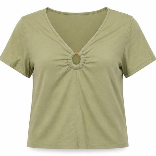 MNG Women's Green V-Neck Short Sleeve T-Shirt