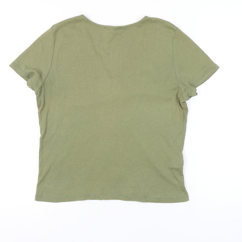 MNG Women's Green V-Neck Short Sleeve T-Shirt