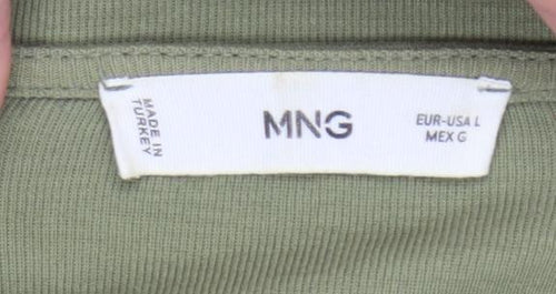 MNG Women's Green V-Neck Short Sleeve T-Shirt