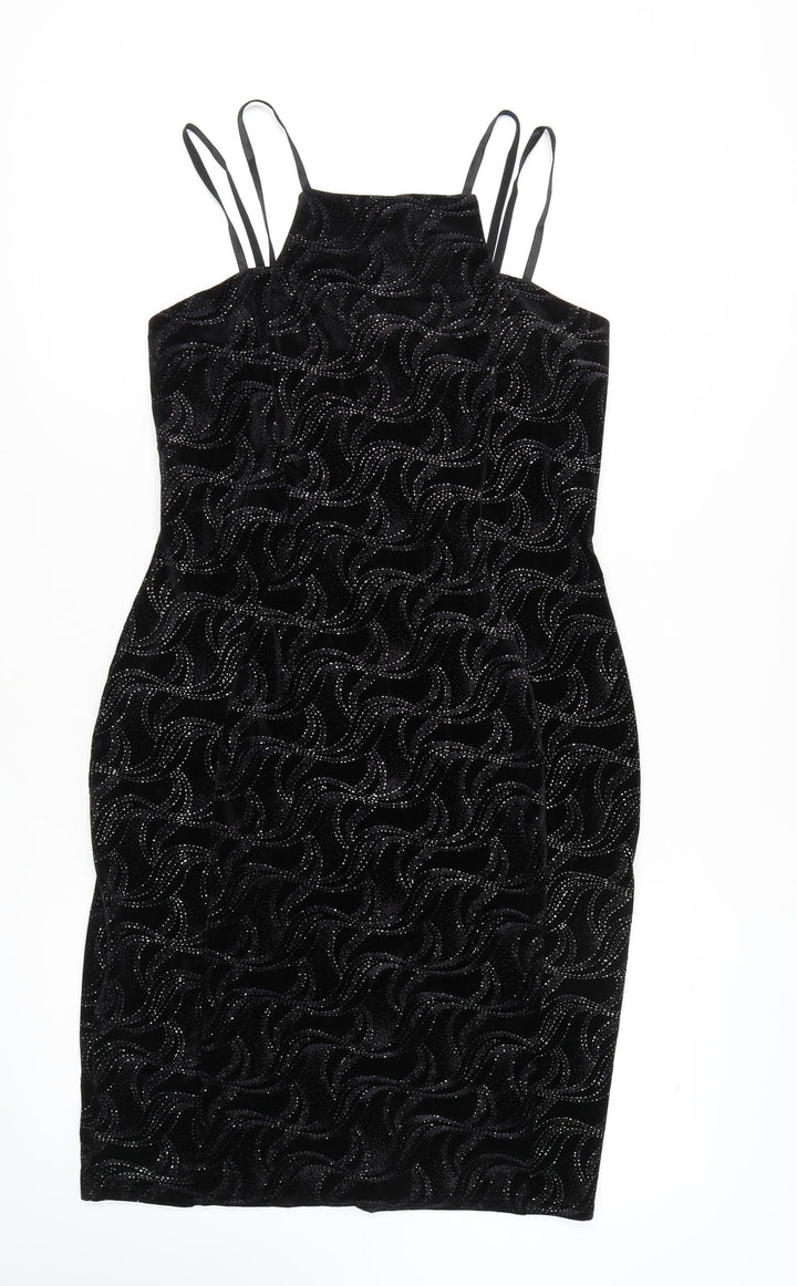 Quiz Women's Black Bodycon Mini Dress Size 16