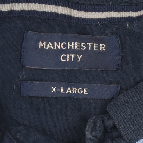 Manchester City Men's Blue Striped Polo Shirt XL