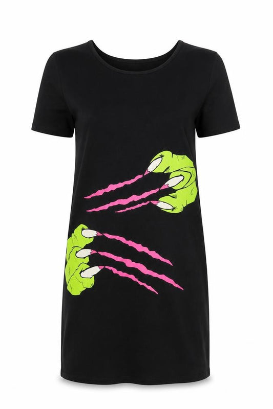Front view of Topshop Women's Black T-Shirt Dress, size 10