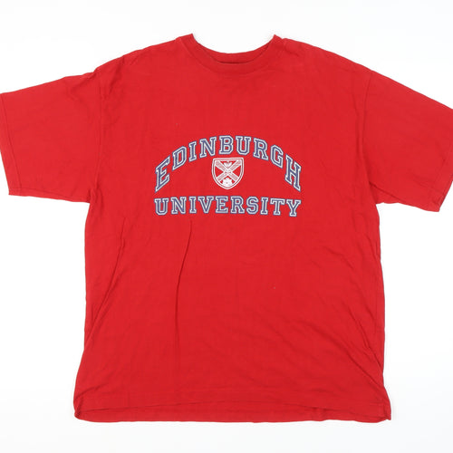Gold Screens Unisex Red Crew Neck University T-Shirt L