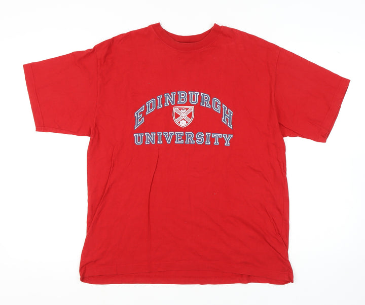 Gold Screens Unisex Red Crew Neck University T-Shirt L