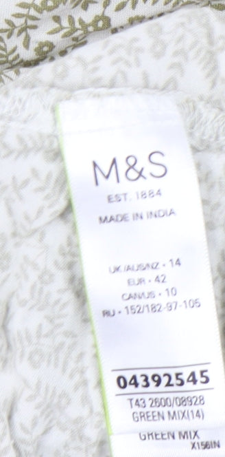 Marks and Spencer Women's Green Floral Top Size 14
