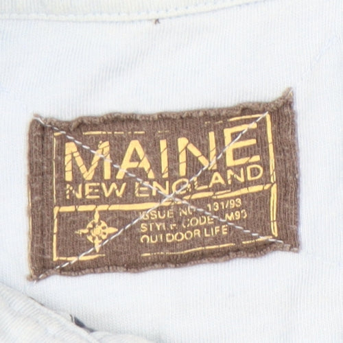 Maine New England Men's Blue Striped Polo Shirt M