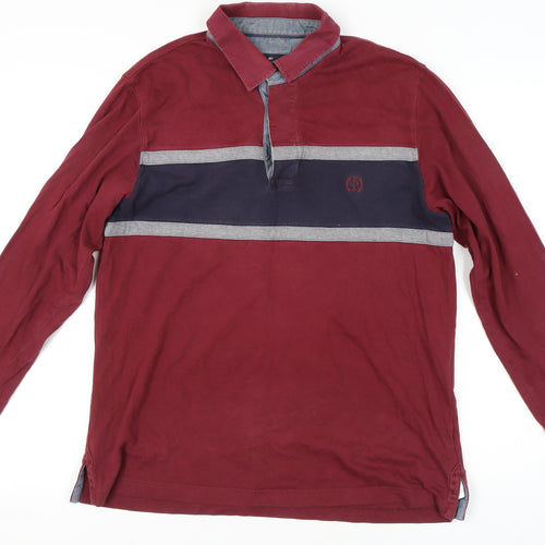 Marks and Spencer Mens Red Long Sleeve Polo M