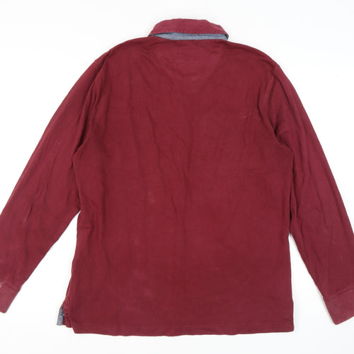 Marks and Spencer Mens Red Long Sleeve Polo M